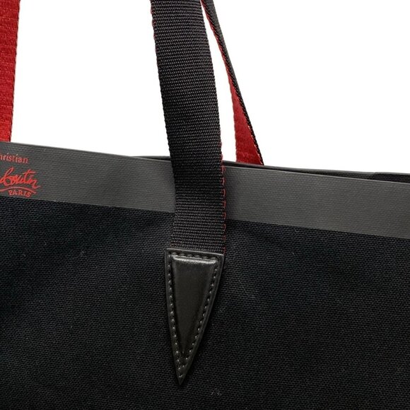 Auth CHRISTIAN LOUBOUTIN Black Red Canvas Tote Bag - Picture 10 of 16